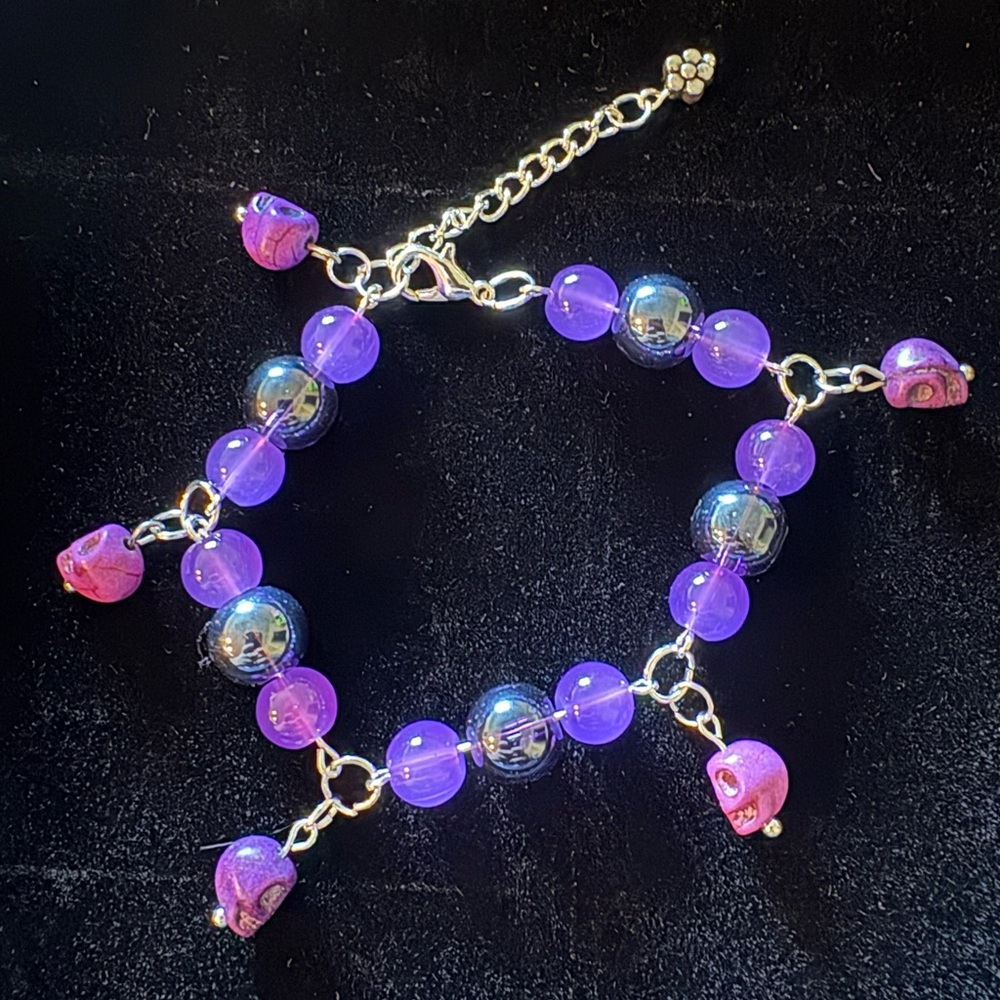 Purple and Pink Beaded Bracelet